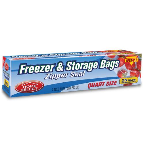 HOME #6077 FREEZER&STORAGE QUART ZIPPER 25CT (SKU #10307)