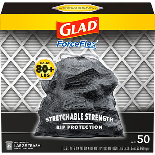 GLAD #78997 TRASH 30G-50CT FORCEFLEX BLACK (SKU #11650)