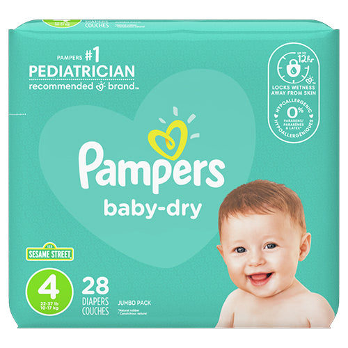 PAMPERS BABY DRY DIAPERS SIZE4 28CT (SKU #12009)