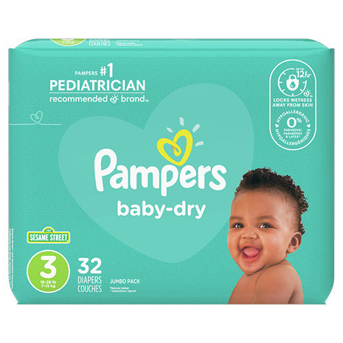 PAMPERS BABY DRY DIAPERS SIZE3 32CT (SKU #12010)