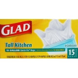 GLAD #00070 TRASH 13GAL-15CT QUICK TIE