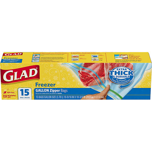 GLAD #57034 FREEZER GALLON-15CT WIDE SEAL (SKU #12228)