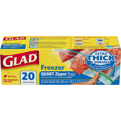 GLAD #57035 FREEZER QUART-20CT WIDE SEAL (SKU #12229)