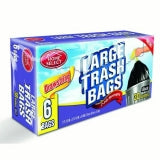 HOME #10084/30GAL BLACK DRAWSTRING TRASH BAGS 6CT