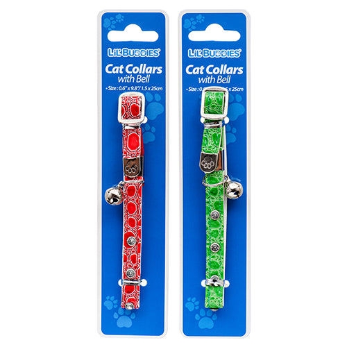 LIL' BUDDIES CAT COLLAR 11.8" W/BELL & ASST COLORS (SKU #30018)