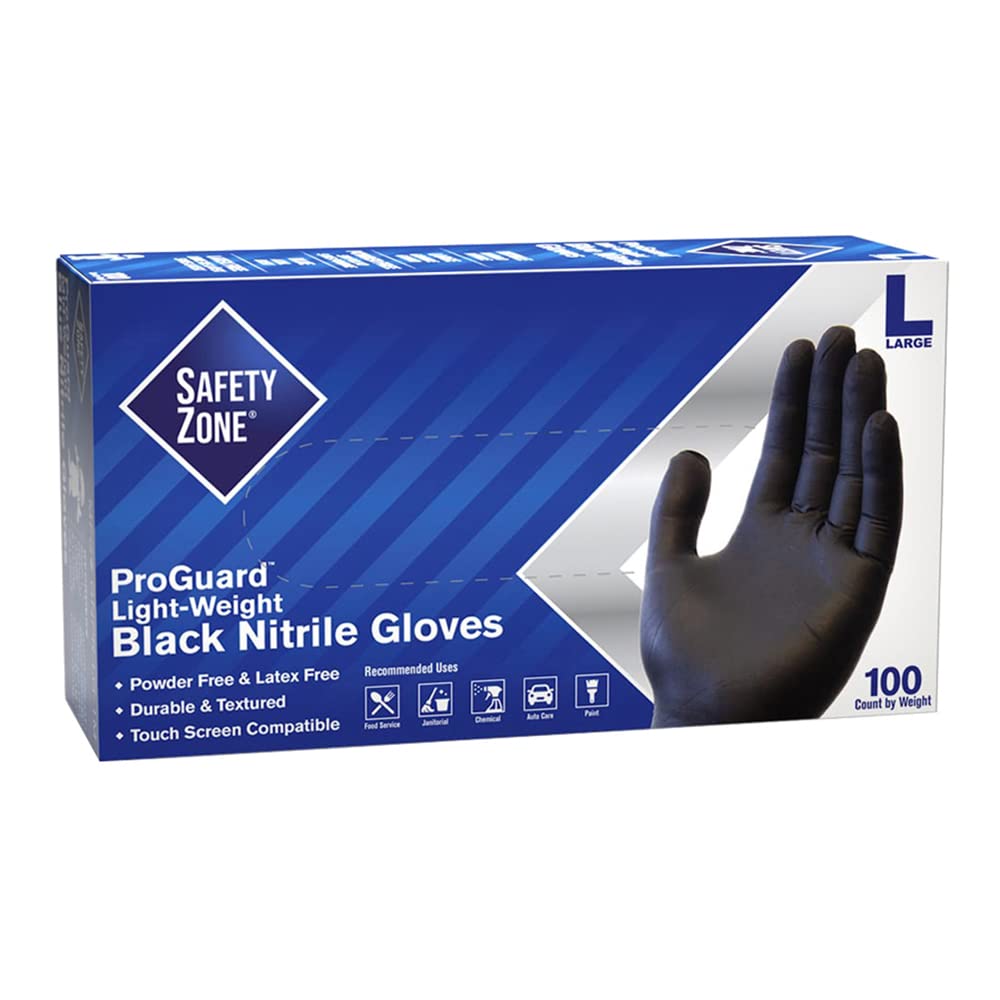 #GNPR-LG-BK SAFETY ZONE BLACK NITRILE GLOVE (10/100) (SKU #60519)