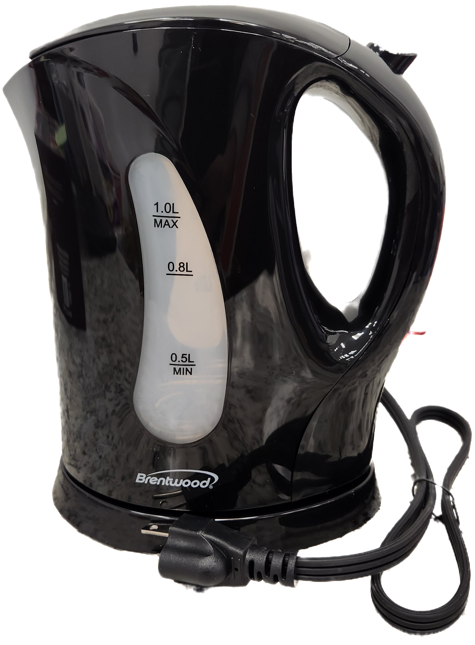 ELECTRIC KETTLE 1.0LT BLK PLASTIC #KT-1610BK (SKU #58742)