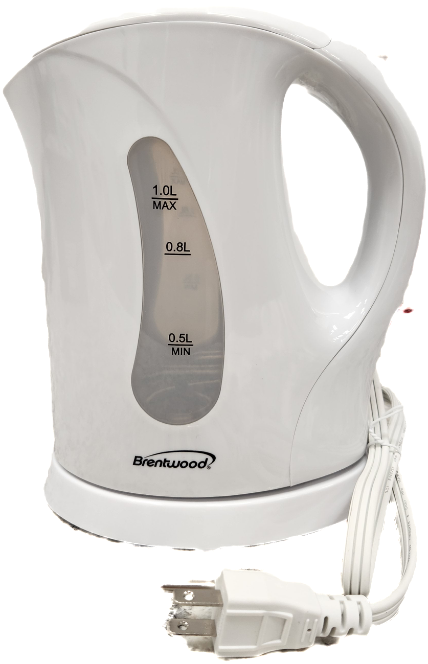 ELECTRIC KETTLE 1.0LT WHT PLASTIC #KT-1610 (SKU #58743)