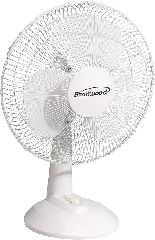 BRENTWD DESK FAN 12" WHT 3-SPD #F-12DW (SKU #17500)