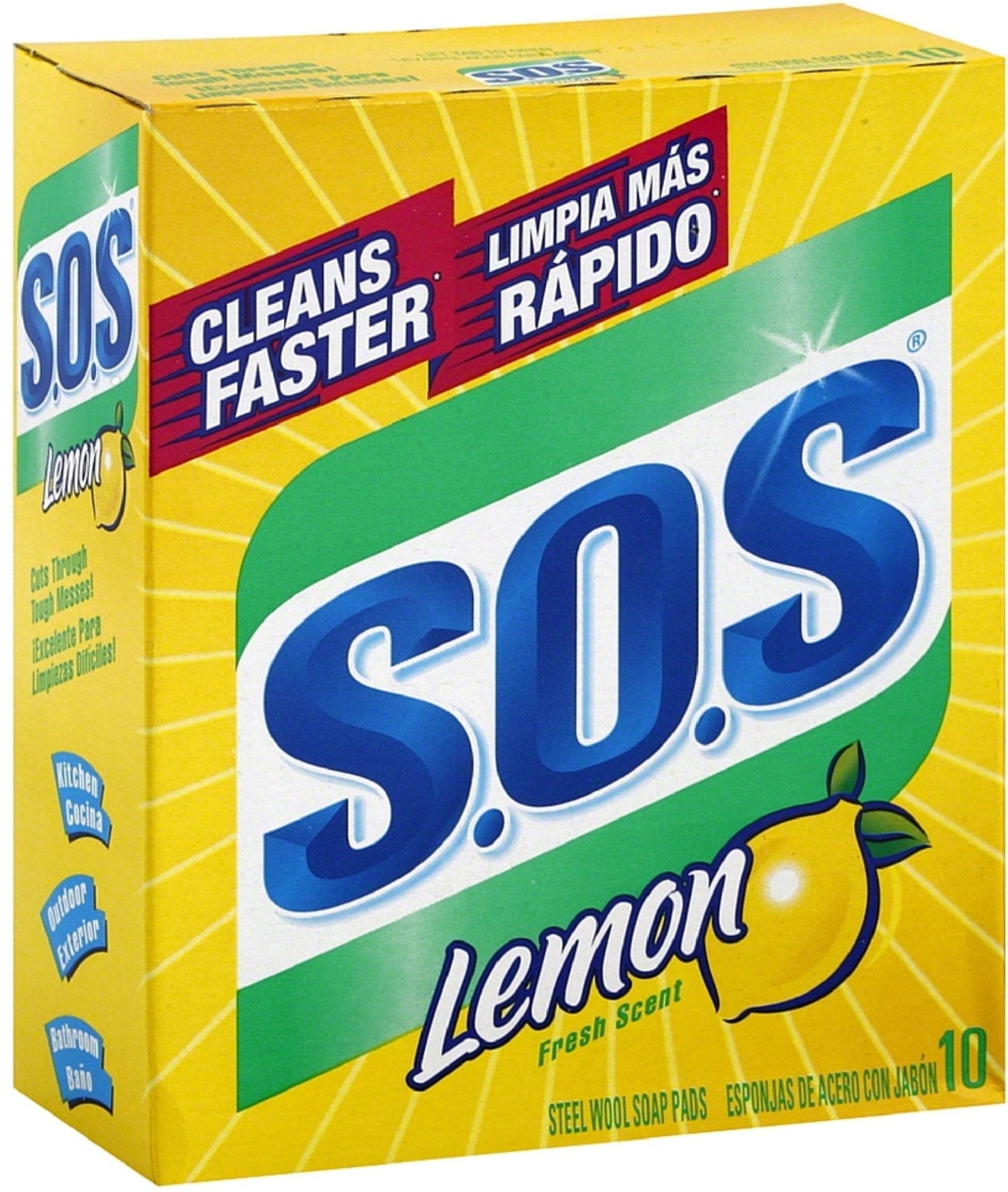 SOS STEEL WOOL SOAP PADS LEMON 10CT (SKU #60628)