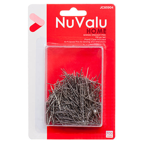 NUVALU SEWING STRAIGHT PINS 700PC W/PLASTIC BOX & BLISTER (SKU #14053)