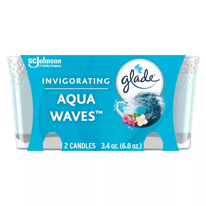 GLADE CANDLE 2PK-AQUA WAVES 3.4oz (SKU #13685)