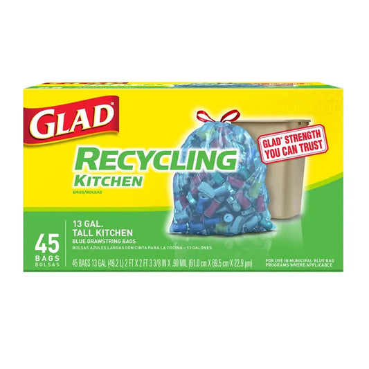 GLAD TALL KITCHEN DRAWSTRING BLUE 13g 45CT (SKU #17667)