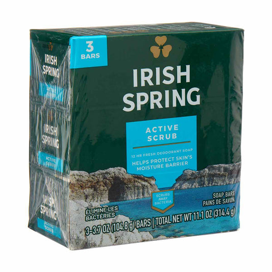 IRISH SPRING BAR SOAP-3PK ACTIVE SCRUB.(SKU #80199)